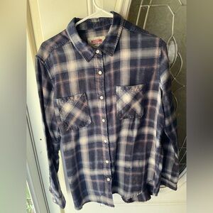 Mossimo Supply Co. Plaid Button Down Shirt - Blue and White